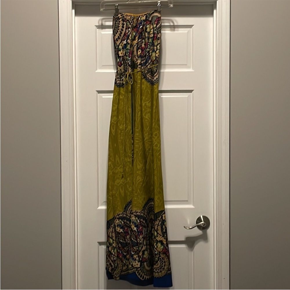 Hello miss-strapless paisley, satin maxi dress L